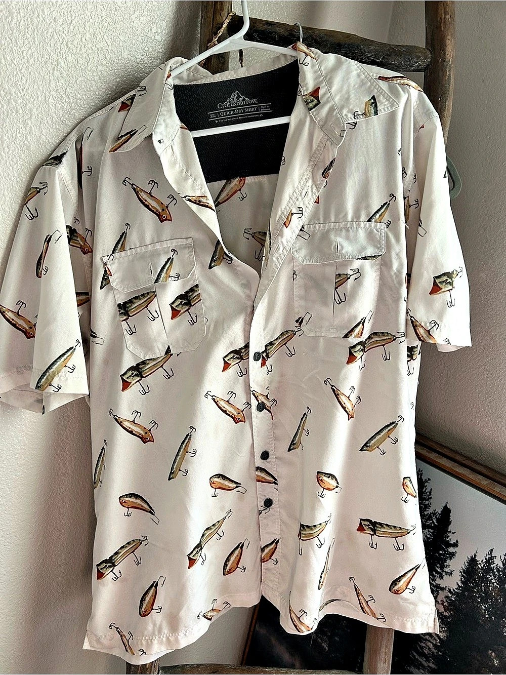 Croft & Barrow Quick Dry Fishing Shirt Lure Print XL